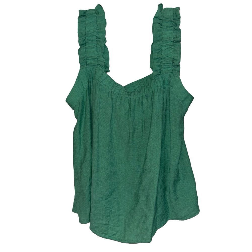 Perch By Blu Pepper Green Ruffled Tank Top Size 1X